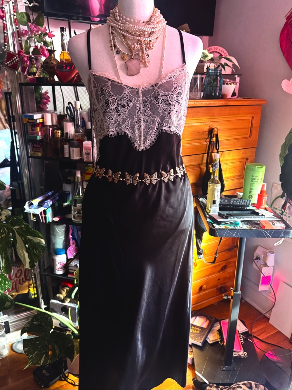 Wild Fable Lace Trim Satin Midi A-Line Slip Dress Size Small